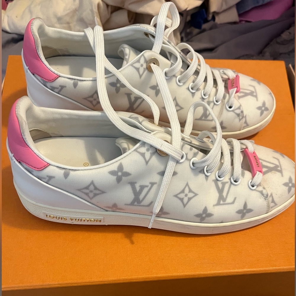 Louis Vuitton White and Pink Sneakers